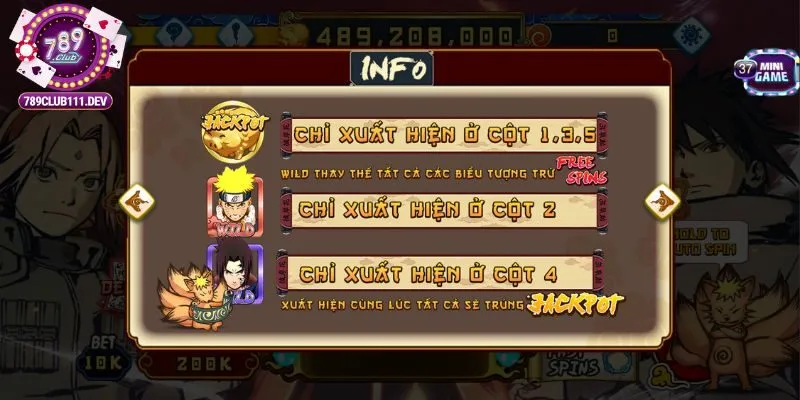 Quay hũ Naruto Slots 789Club – Khám Phá Quay Hũ Kịch Tính 3 Những biểu tượng trong trò chơi quay hũ Naruto Slots 789Club